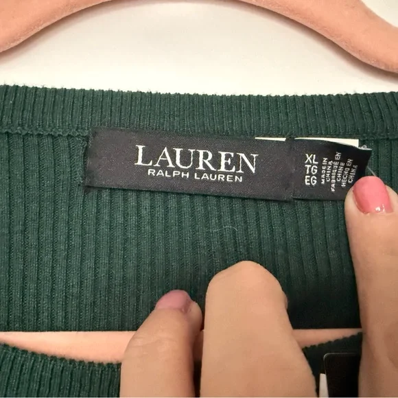 NWT New Lauren Ralph Lauren Dark Green Sweater Button Trim Retail $135 - Picture 7 of 8
